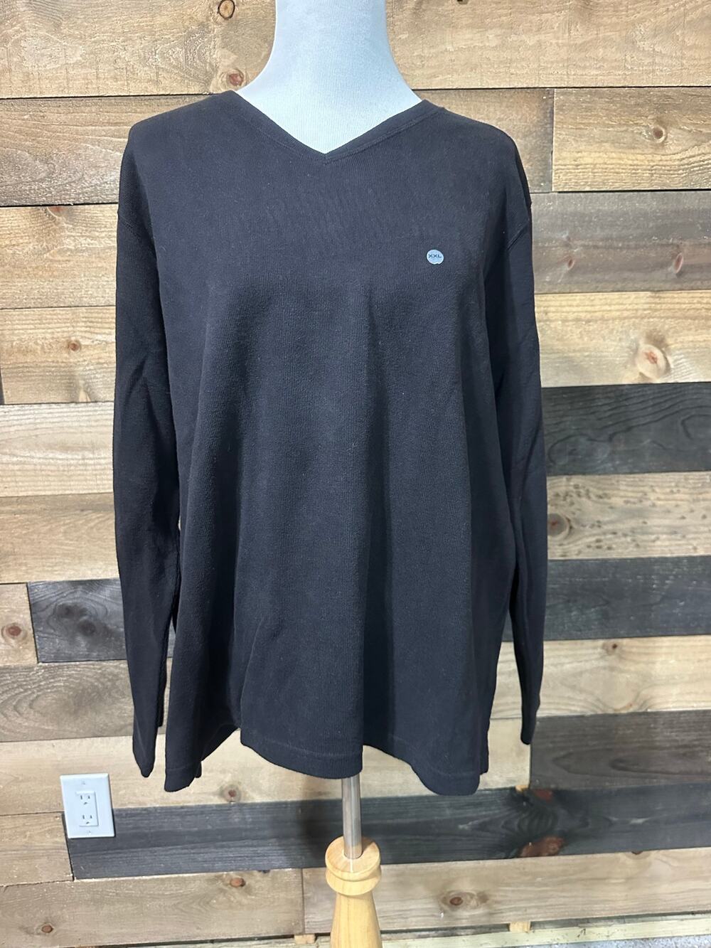 EDDIE BAUER Women’s NWT Black V-Neck French Ribbed Sweater Size XXL
